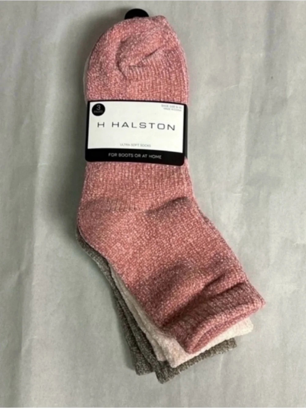 New H by Halston Socks Women’s 3 Pair Pink & Tan Ultra Soft Sock Casual Active